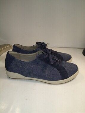 Dansko Olisa Blue Denim Canvas Casual Sneaker Shoes Women's sz 10.5(41).